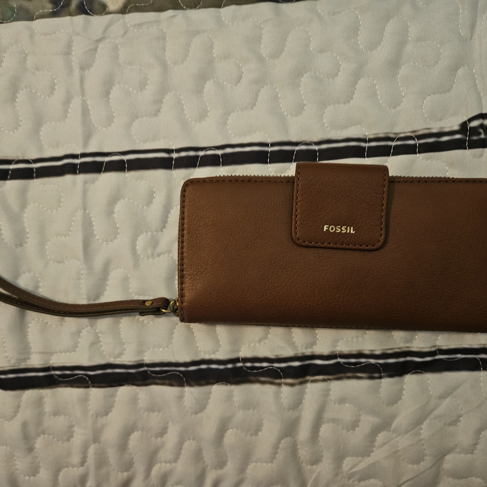 Fossil Brown Wristlet Clutch